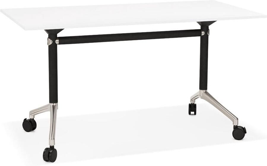 Opvouwbaar Wit Bureau Inklapbaar Design Ruimtebesparend en Mobiel Op Wielen