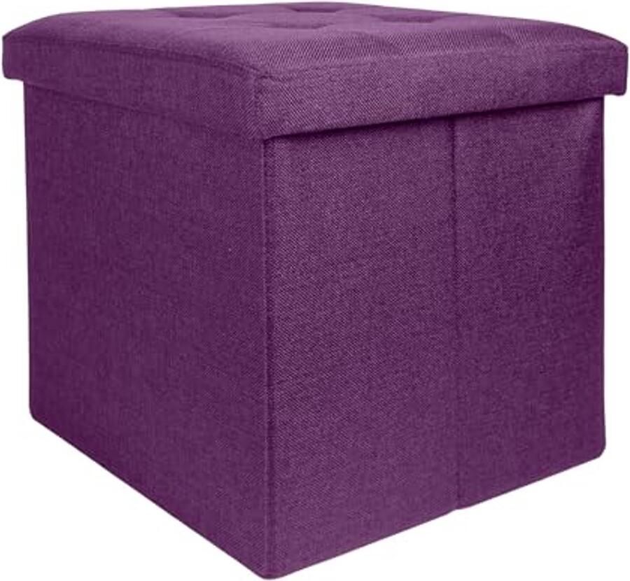 Opvouwbaar Zitkubus 30x30 cm in Paars Multifunctioneel Krukje met Deksel en Opbergruimte