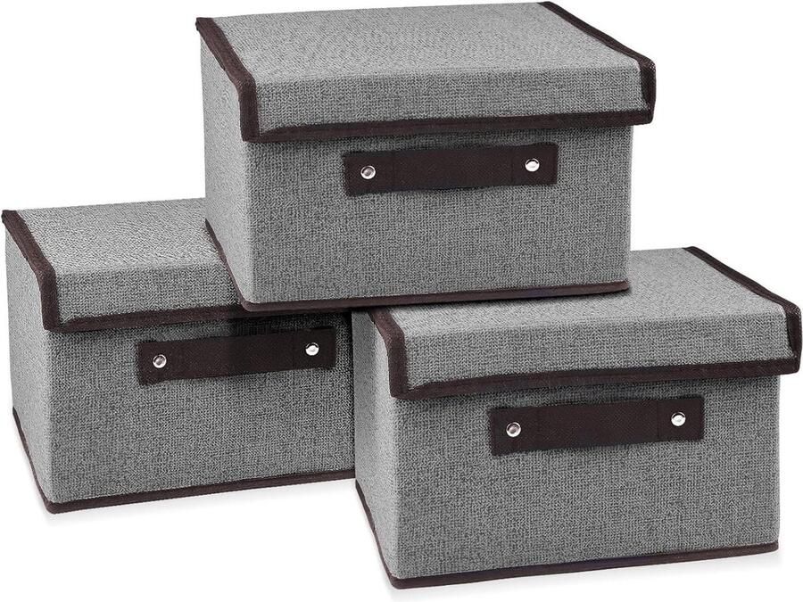 Opvouwbare 3-delige opbergdozen Grijs 25 x 19 x 16 cm Voor kleding boeken speelgoed sokken