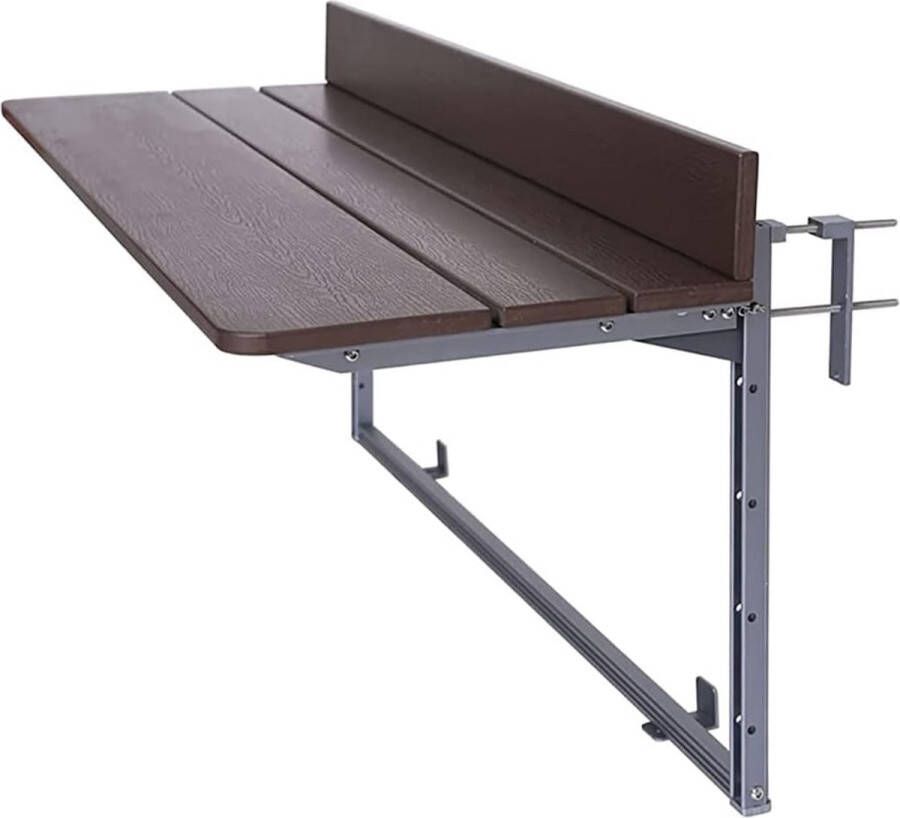 Opvouwbare balkonhangtafel balkonklaptafel hangtafel met 5-voudig in hoogte verstelbaar balkontafel voor terras tuin aluminium profiel balustrade tafel (60 x 37 cm)