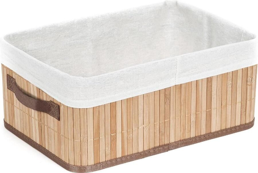 Opvouwbare Bamboe Opbergmand Organizer met Handvatten Decoratieve Opbergruimte Natuurlijk Bruin Bamboe