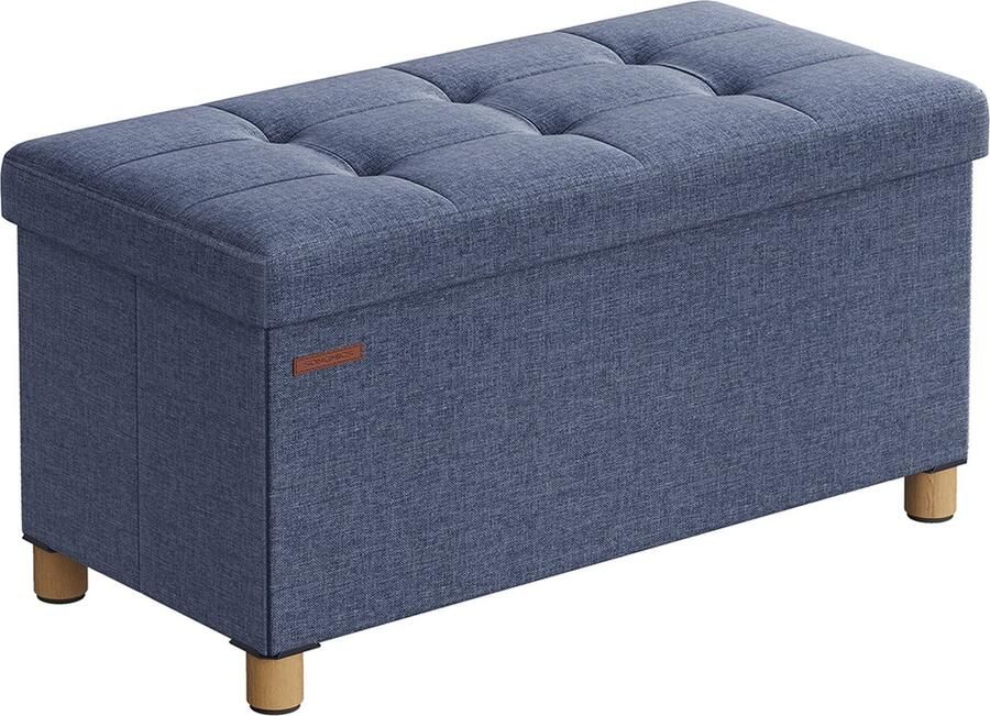 Woon Wereld Opvouwbare bank 38 x 76 x 40 cm – Met opbergruimte licht denimblauw
