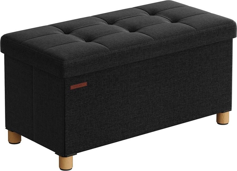 Woon Wereld Opvouwbare bank 38 x 76 x 40 cm – Met opbergruimte zwart