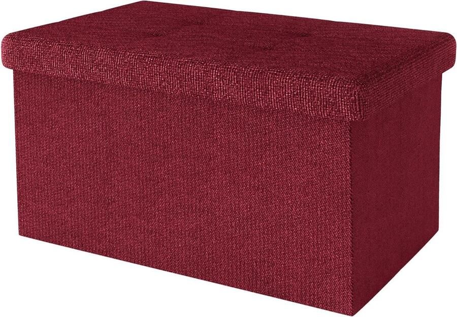 Opvouwbare bank 49x30x30 cm rood Zitkubus deksel opbergruimte Stoffen zitkubus voetensteun opvouwbare opbergdoos