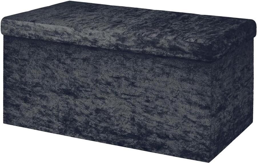 Opvouwbare bank Fluweel Zitkubus met opbergruimte 1 stuk Zwart 76x38x38 cm