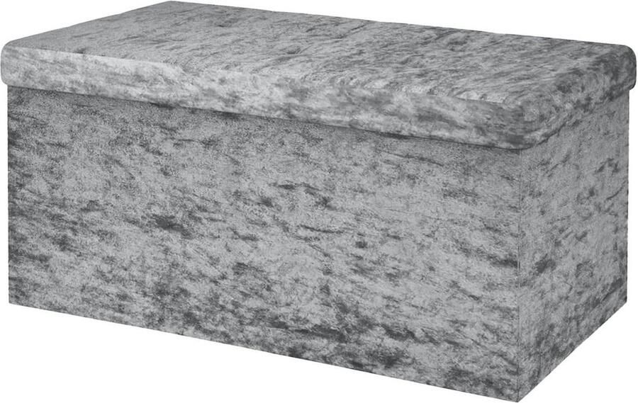 Opvouwbare bank fluweelgrijs Zitkubus 76x38x38cm met opbergruimte Zitkubus voetensteun krukje