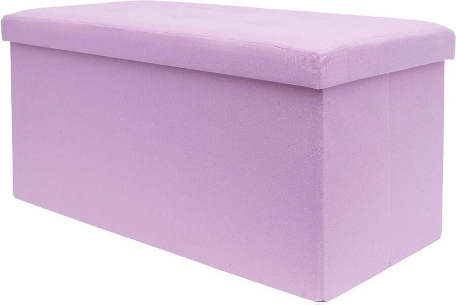 Opvouwbare bank 76x38x38 cm roze met opbergruimte Zitkubus van stof met holtes Voetensteun opbergdoos kist Zitkruk