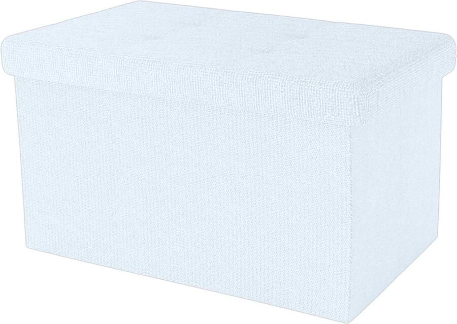 Opvouwbare bank wit 49x30x30 cm Zitkubus met deksel en opbergruimte Stoffen zitkubus voetensteun Opvouwbare opbergdoos kist dekenkist