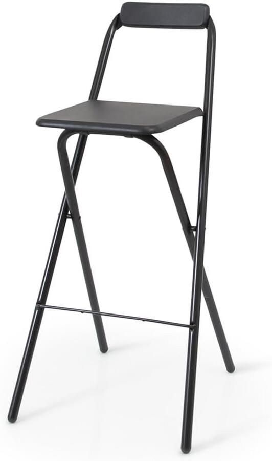 Opvouwbare barkruk zwart met voetensteun en zonder montage