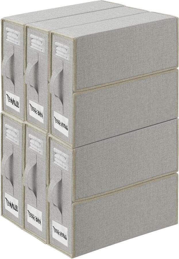 Opvouwbare beddengoed organizer met raam en ritssluiting 6 stuks grijs Kledingkast