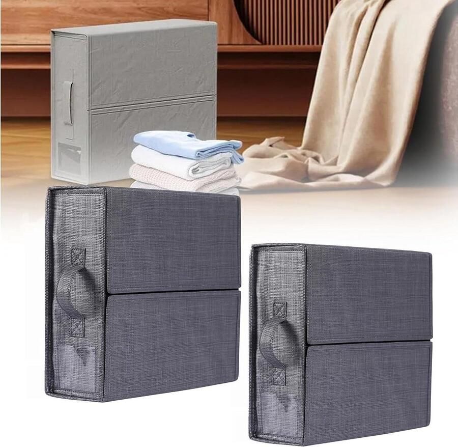 Opvouwbare Beddengoed Organizer voor Kledingkast Set van 2 Grijs Kledingkast