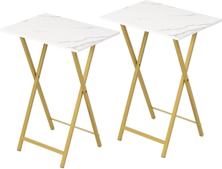 Opvouwbare bijzettafel modern design 1 stuk marmerlook 48 x 36 x 66 5 cm