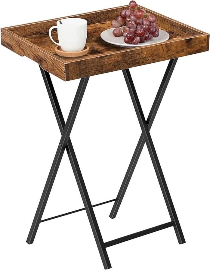 Opvouwbare bijzettafel multifunctionele TV-dienbladtafel voor eten en snacks (rustiek bruin)