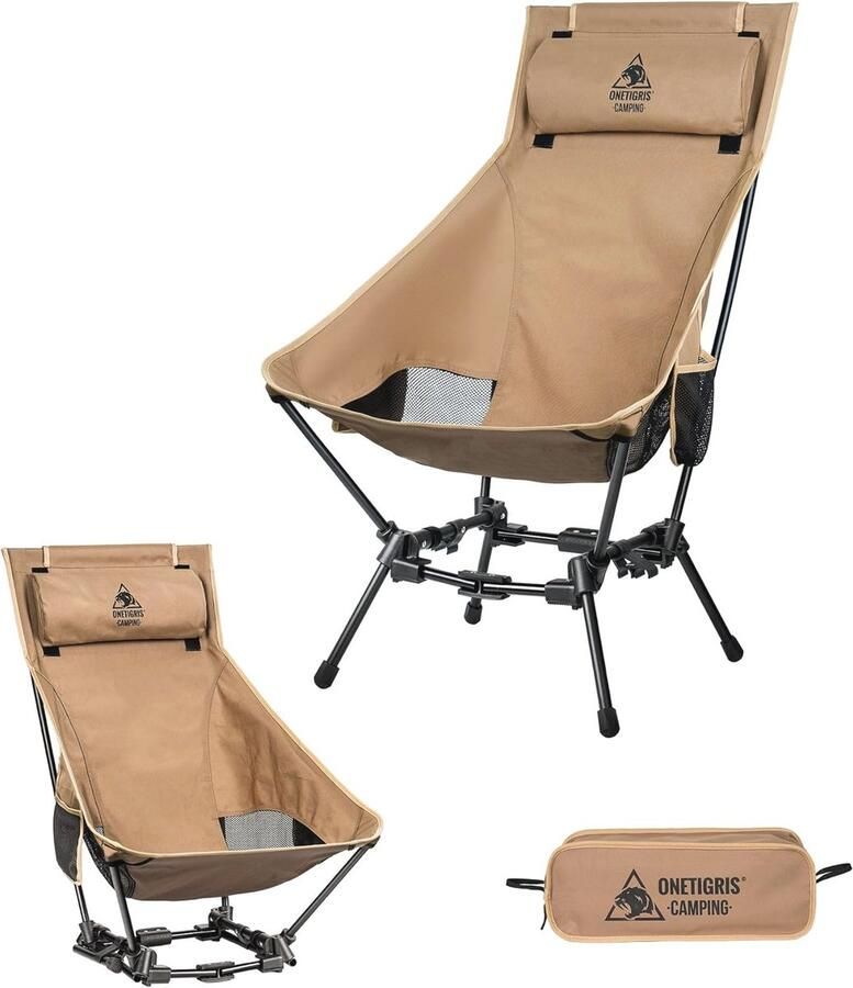Opvouwbare Campingstoel met Hoge Rugleuning en Ondersteuning Lichtgewicht en Draagbaar Ideaal voor Outdoor Activiteiten