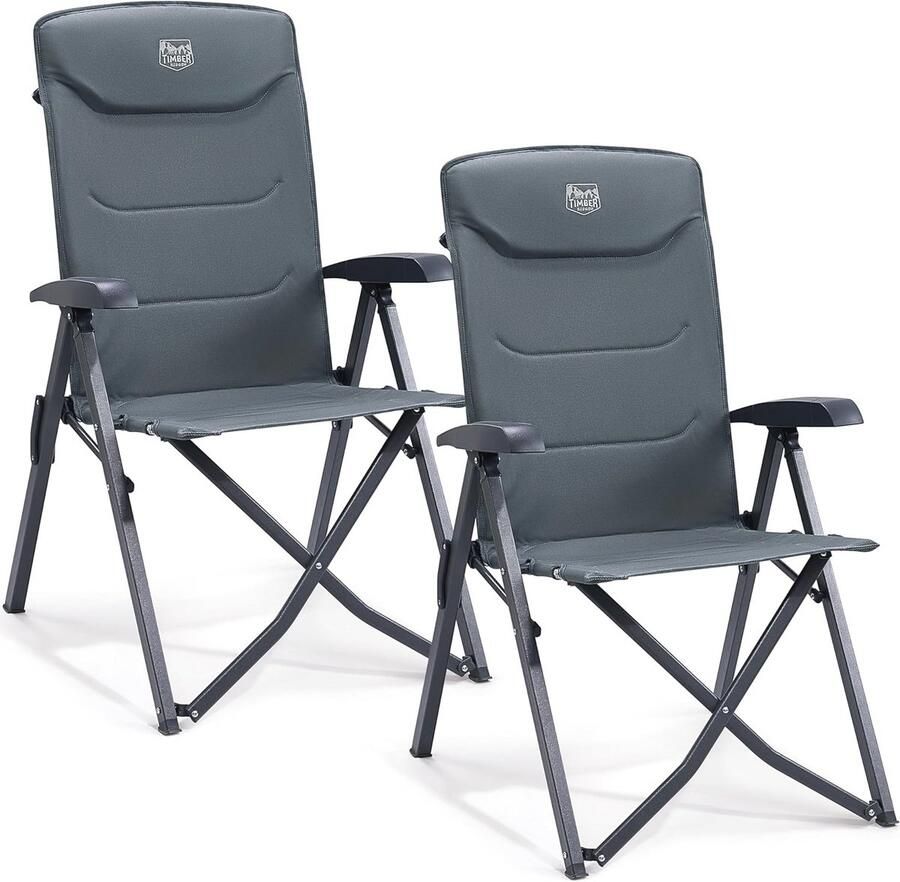 Opvouwbare Campingstoelen Set van 2 Verstelbare Luxe Buitenstoelen met Hoge Rug voor Strand en Picknick