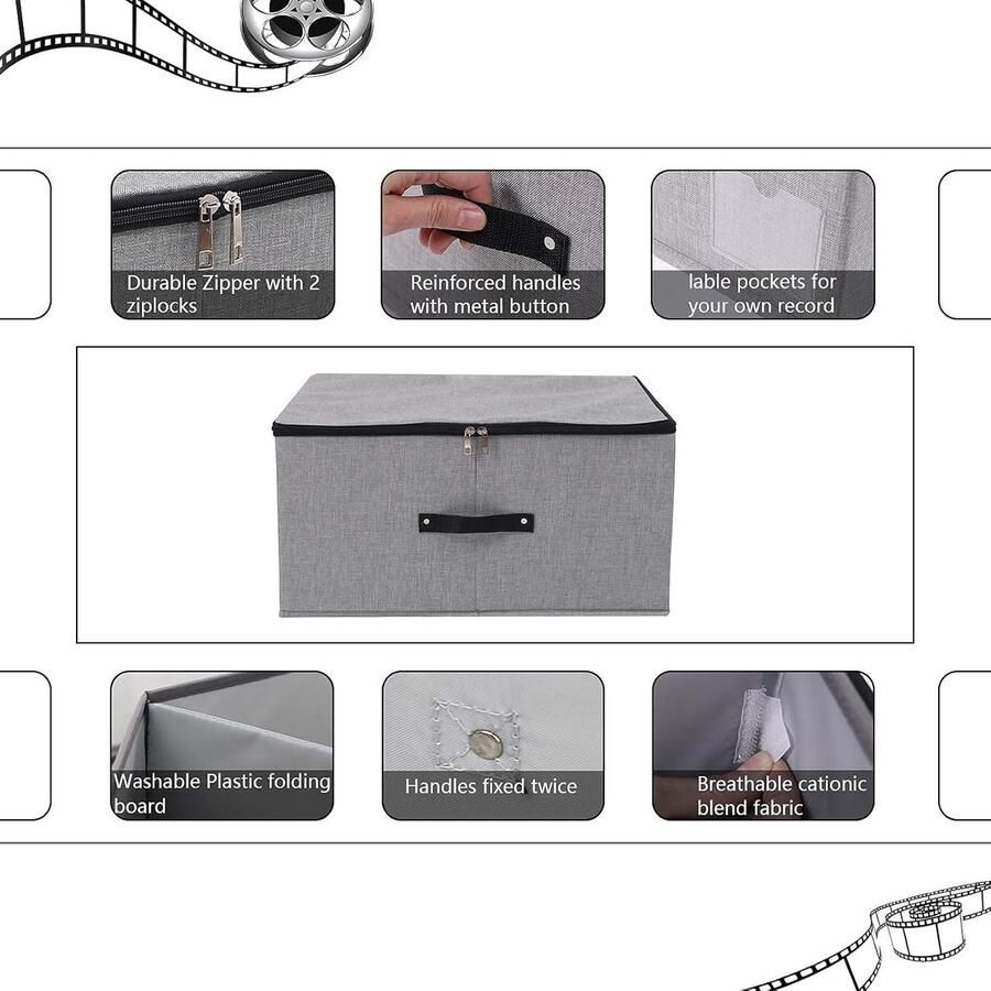 Opvouwbare Deksel Opbergbak Organiser voor Kleding en Dekens 1 stuk Donkergrijs 52×40×26cm