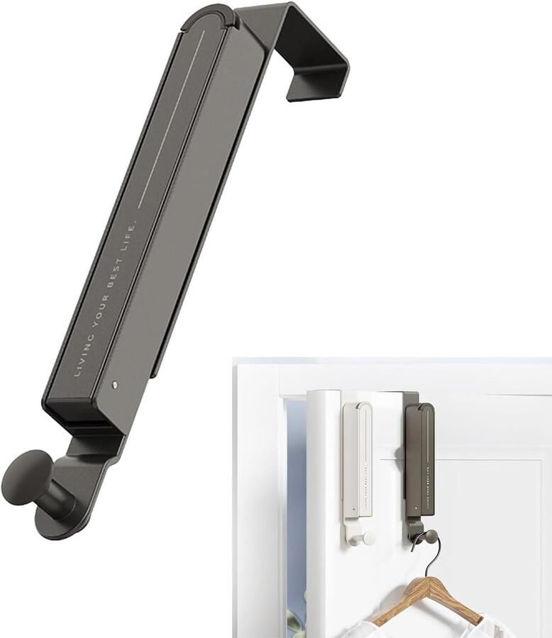 Opvouwbare deurkapstok ruimtebesparend 6 haken grijs metaal