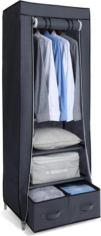 Opvouwbare Draagbare Kledingkast Organizer met Laden en Hangende Rail voor Kleding 160 x 59 x Tassen Speelgoed Schoenen Woonkamer Slaapkamer kledingkasten slaapkamer