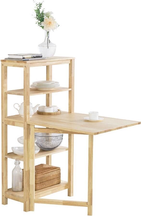 Rootz Living Rootz Opvouwbare Eetkamertafel Keukentafel Houten Tafel Uitbreidbaar blad Duurzaam Rubberhout Gemakkelijk op te bergen 98 cm x 126 cm x 60 cm