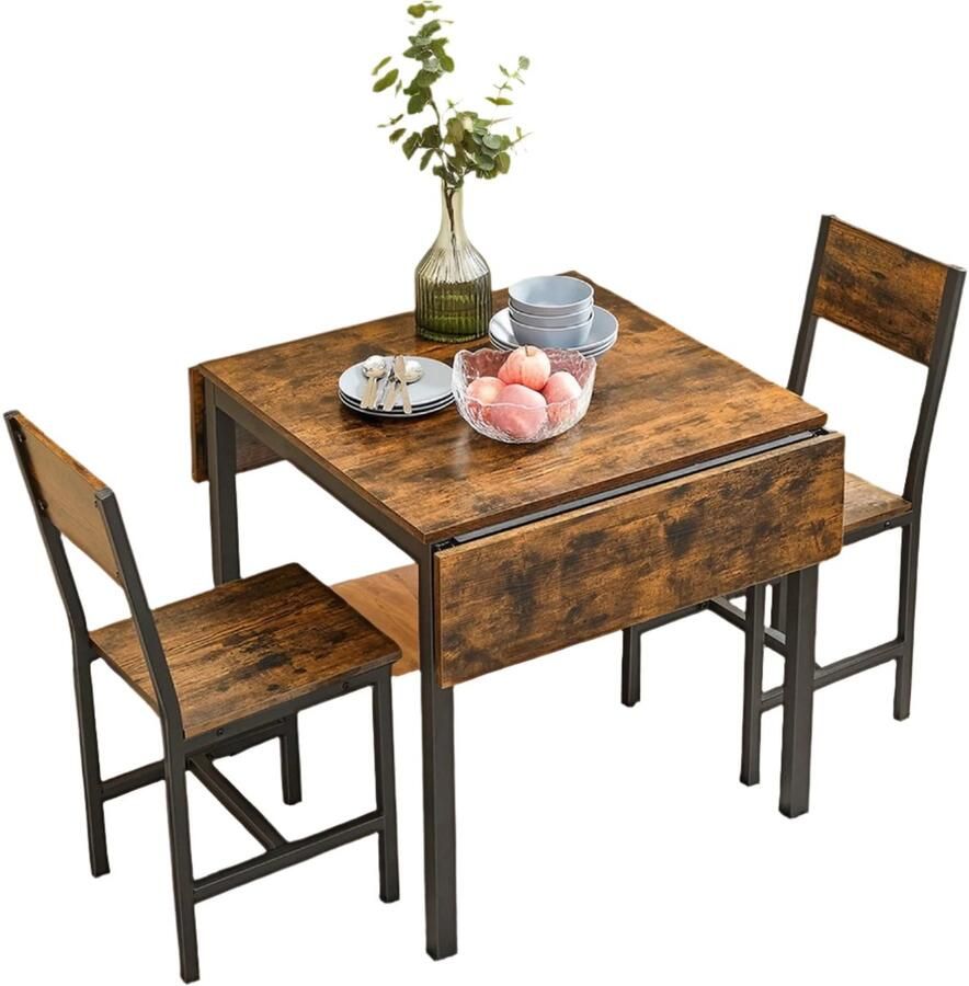 Opvouwbare eettafel keukentafel ruimtebesparende tafel vintage bruin zwart 120 x 78 x 76 2 cm