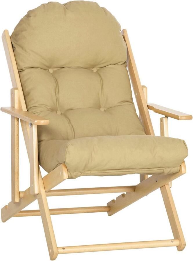 Opvouwbare en Kantelbare Relaxstoel voor Woonkamer met Gewatteerd Kussen Comfortabele Stoel voor Thuis