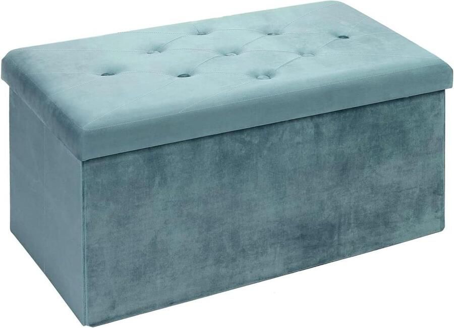 Opvouwbare fluwelen kruk met opbergruimte Groene zitbankkist 76 x 38 x 38 cm