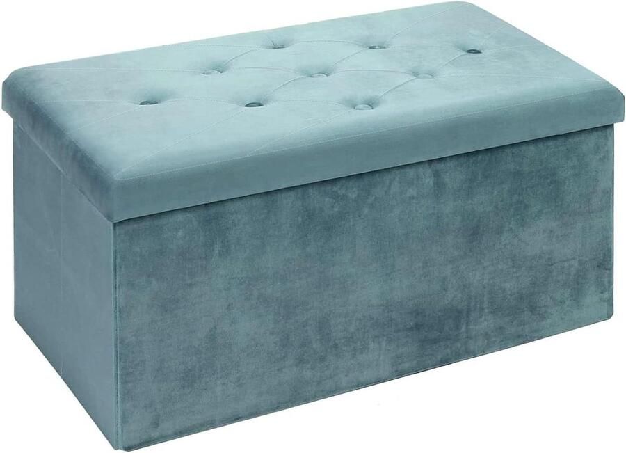 Opvouwbare fluwelen kruk opbergdoos groene zitbank met opbergruimte 76 x 38 x 38 cm