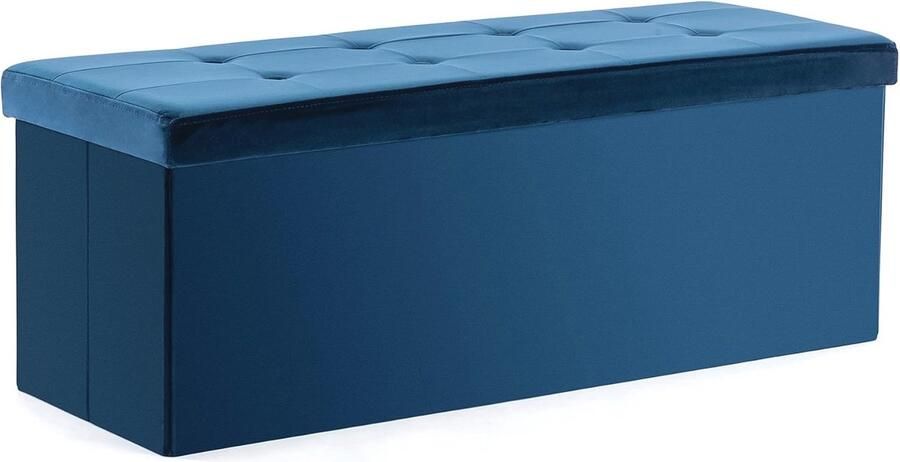 Opvouwbare Fluwelen Poef met Opbergruimte Extra Grote Stevige Voetenbank voor Woonkamer en Slaapkamer