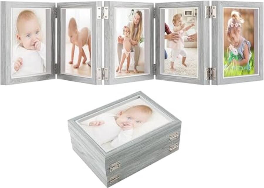 Opvouwbare fotolijst 10 2 x 15 2 cm Houten fotolijst met scharnier Rustiek bureau decor voor foto's Perfect voor thuis Thanksgiving Kerstmis Valentijnsdag en verjaardagen