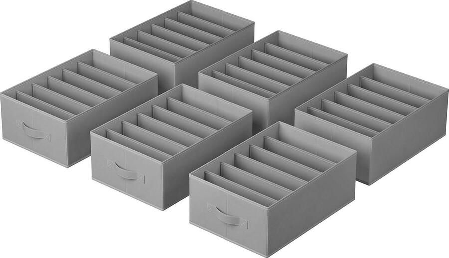Opvouwbare Garderobe-organizer set van 6 opbergdoos 6 vakken lade-organisatiesysteem duifgrijs 42 x 30 x 17 cm broeken kleding kledingkasten slaapkamer