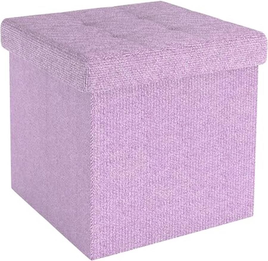 Opvouwbare Hocker 38x38x38cm in Lotusroze Zitkubus met Opbergruimte en Bekleding van Stof
