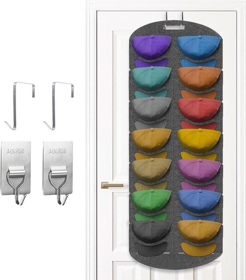 Opvouwbare hoedenhouder voor muur 14 vakken honkbalpettenorganizer sportief gebruik