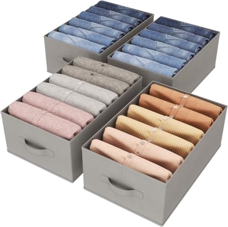 Allecto Plus Garderobe Organisatiesysteem met Broek Organizers voor Kast Opvouwbare Kast Lade 6 Vakken Steunbord Voor Broeken T-shirts Trui Legging Set van 4 42 x 27 x 17cm - Foto 2