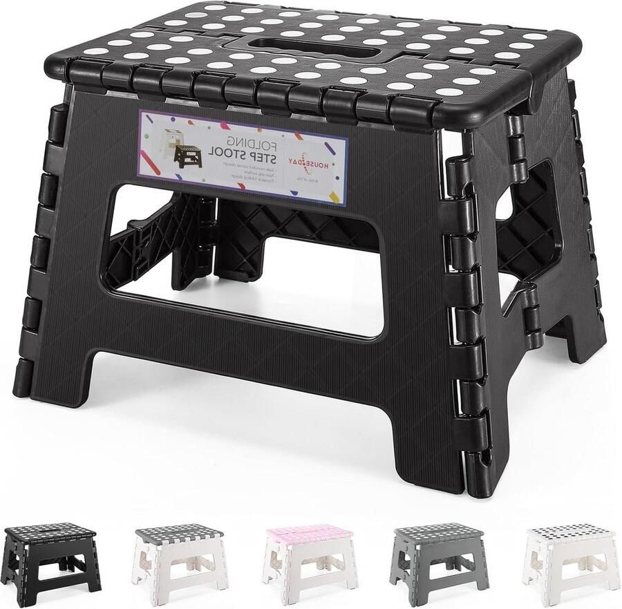 Opvouwbare kinderkruk Kinderklapbare opstap zwart kunststof Ruimtebesparend en compact Belasting 115kg 8.5 inch Voor keuken en badkamer Kruk