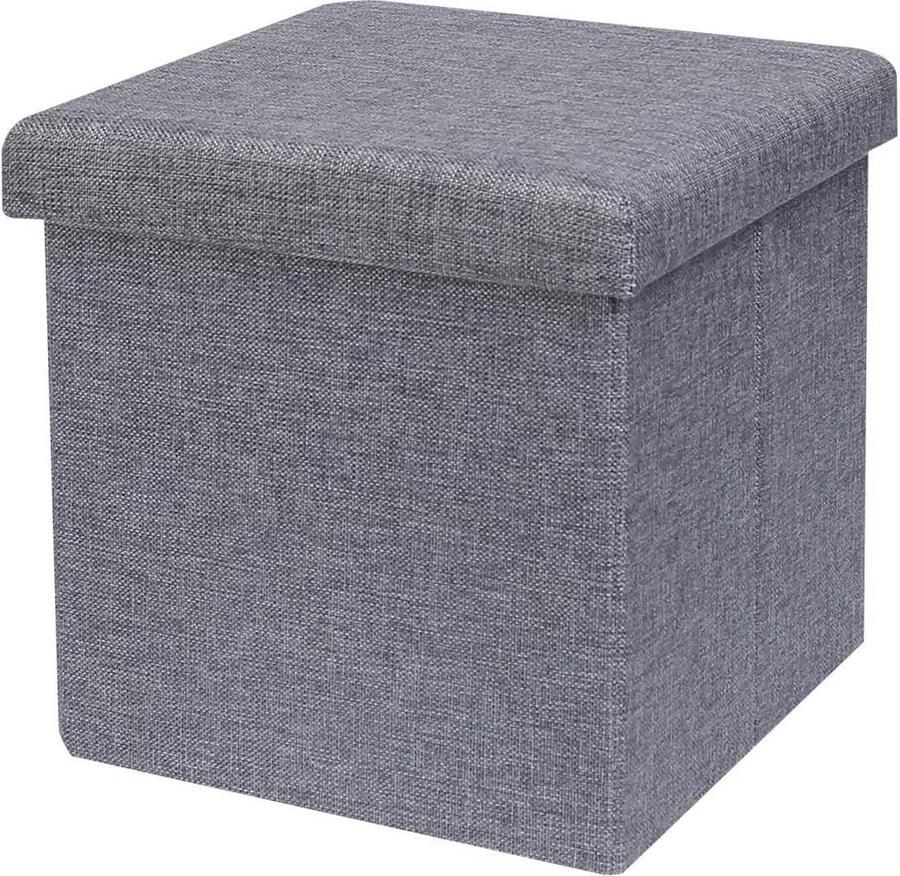 Opvouwbare grijze kinderopbergdoos kist met opbergruimte voor kinderen voetenbank 30x30x30cm met deksel