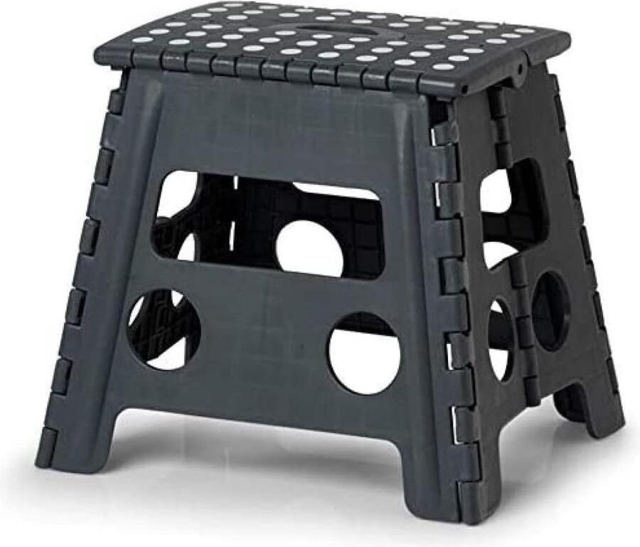 Opvouwbare klapkruk kunststof antraciet TÜV getest belastbaar tot 150 kg 37 x 30 x 32 cm premium kwaliteit