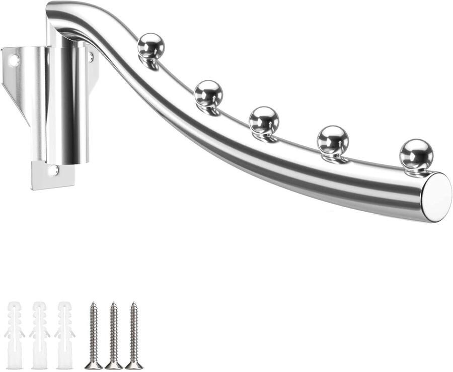 Opvouwbare kledinghaak muur roestvrij staal droogrek muur opvouwbaar kledingrek droogrek metalen garderobehaak zwenkarm houder kledinghanger voor wasruimte slaapkamer badkamer balkon