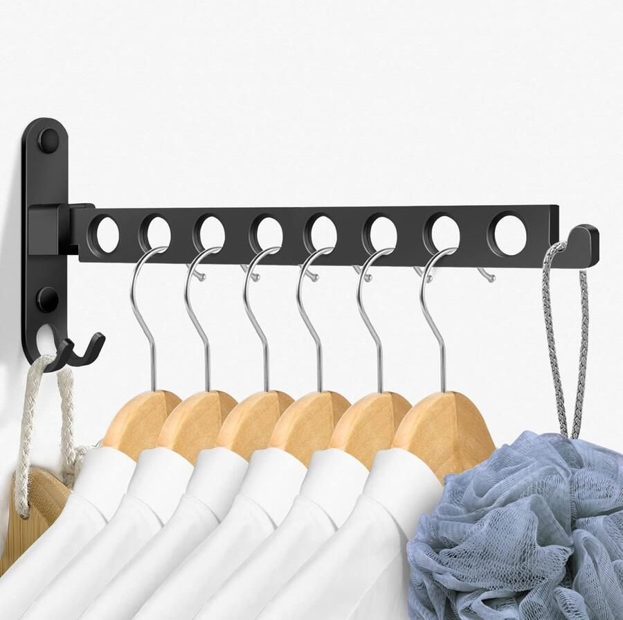 Opvouwbare Kledinghaken voor Wand Ruimtebesparend Kledingrek met 8 Gaten