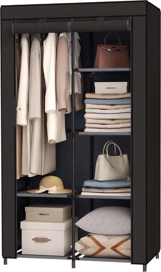 Opvouwbare Kledingkast Campingkast 88 x 45 x 168 cm Zwart