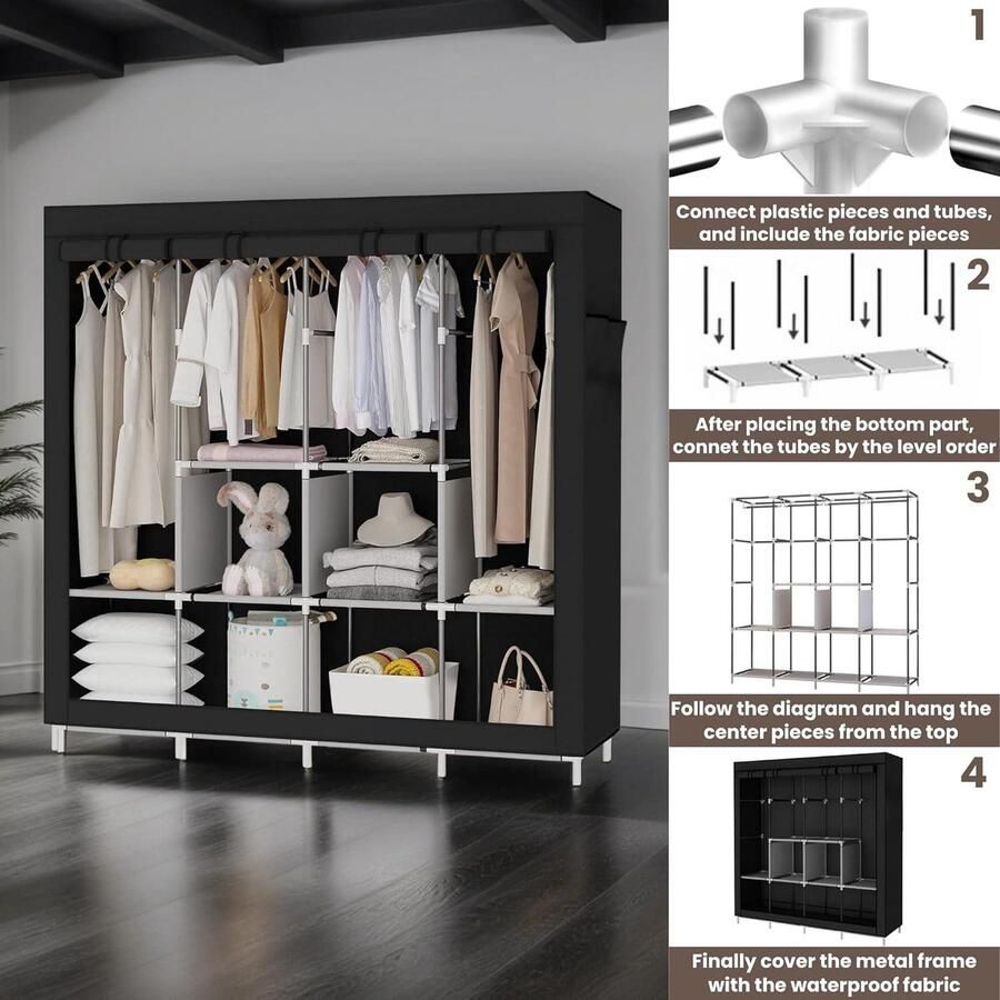 Uitbreidbare Kledingkast Organizer Rek Verstelbare Planken voor Organisatie en Opslag Geen Boor Locker Opbergrek Badkamer en Kledingkast Organisator 16.5 inch Breed (30-40 cm 118-157 inch) Kledingkast