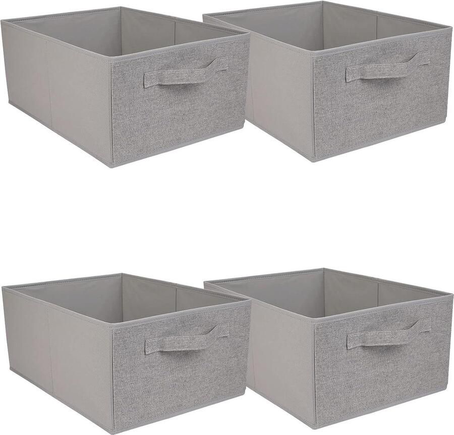 Opvouwbare kledingkast opbergdozen geschikt voor kledingorganisatie set van 4 grijs superieure stoffen