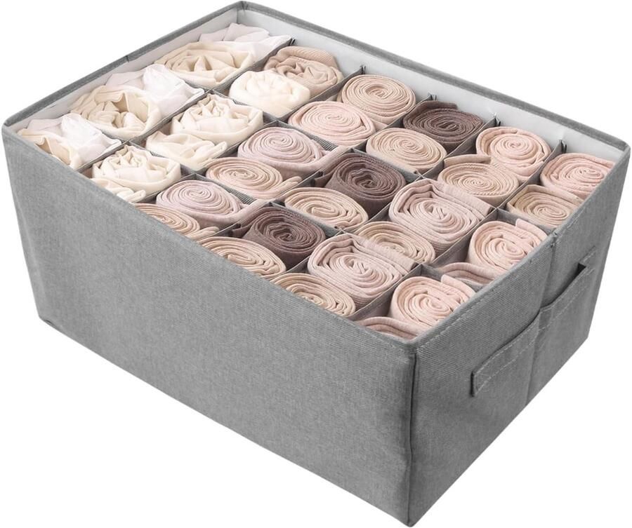 Opvouwbare Kledingkast Organizer 12 Vakken Grijs Handige Ladeorganizer voor Kleding Opbergdoos voor Broeken Shirts en Meer Inclusief 1 Stuk