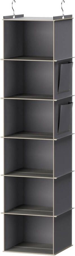 Opvouwbare Kledingkast Organizer 6-Niveaus Hangende Opbergruimte Perfect Voor Op Vakantie & Thuis Versterkte Binnenstructuur Inclusief Schoenenopslag Ideaal voor Efficiënte Ruimtebenutting Grijs