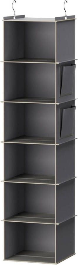 Opvouwbare Kledingkast Organizer 6-Niveaus Hangende Opbergruimte Perfect Voor Op Vakantie & Thuis Versterkte Binnenstructuur Inclusief Schoenenopslag Ideaal voor Efficiënte Ruimtebenutting Grijs