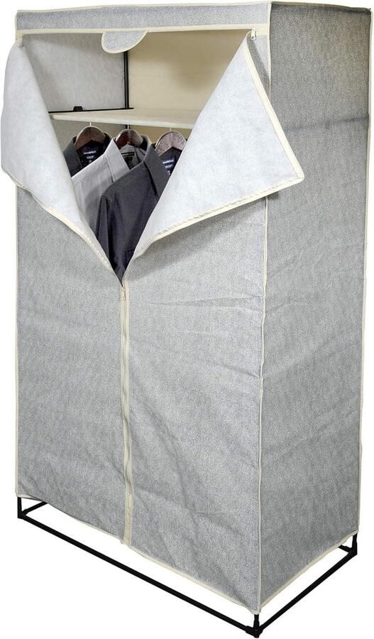 Kledingkast stoffen kast vouwkast met kledingstang kledingrek opslag voor tassen speelgoed schoenen slaapkamer kleedkamer 75 x 45 x 160 cm grijs - Foto 2