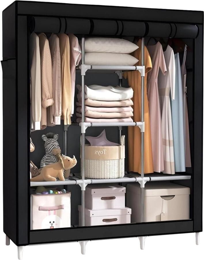 Opvouwbare Draagbare Kledingkast met Ritssluiting Waterdichte Kledingkast Kledingopbergorganisator Thuis Slaapkamer Woonkamer Garage 130x170x45cm Kledingkast