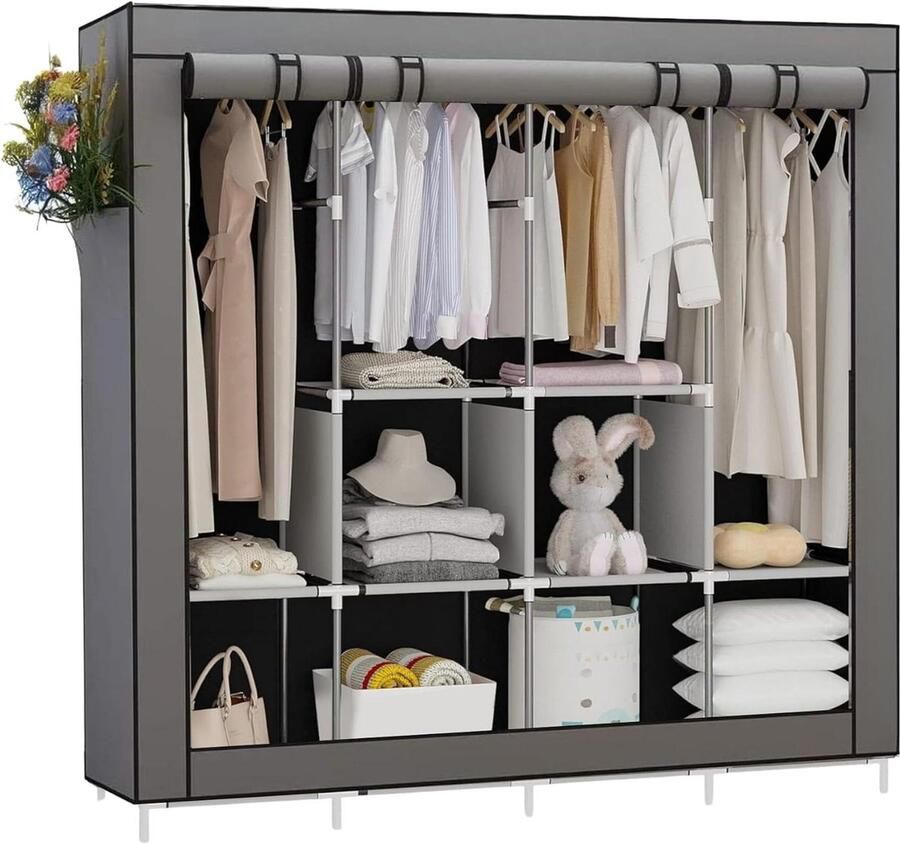 Opvouwbare Kledingkast Waterdicht en Draagbaar Grote Kledingopberger voor Thuis Slaapkamer Woonkamer en Garage (170x170x45cm) - Foto 2