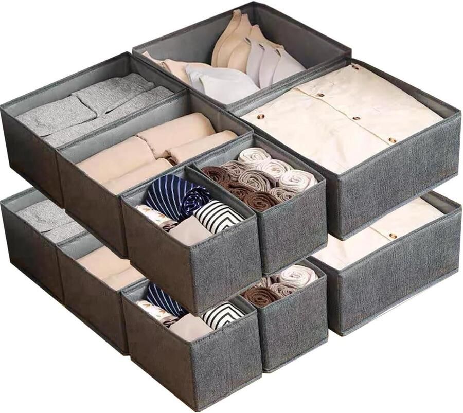 Opvouwbare kledingkastopbergorganizer 12-delige ladeverdelers voor slaapkamer stoffen ondergoedorganizer shirt sokken ondergoed kledingorganizer