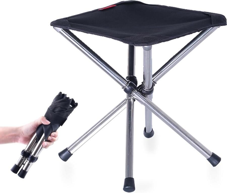 Opvouwbare kruk Camping Opvouwbare kruk Draagbare 4-potige stoel Lichtgewicht voor vissen BBQ Picknick Buiten Binnen Keuken (Zwart 27*27*30cm)