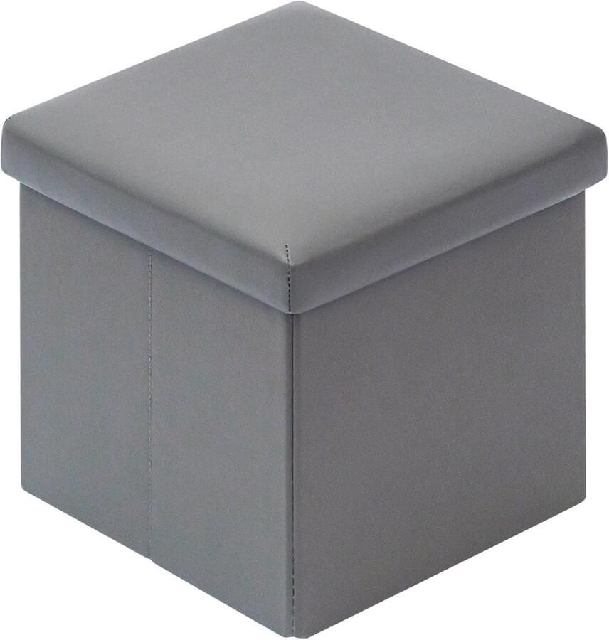 Opvouwbare Kruk en Opbergbank Multifunctioneel 1 stuk Grijs Hout en Stof 30x30x30cm